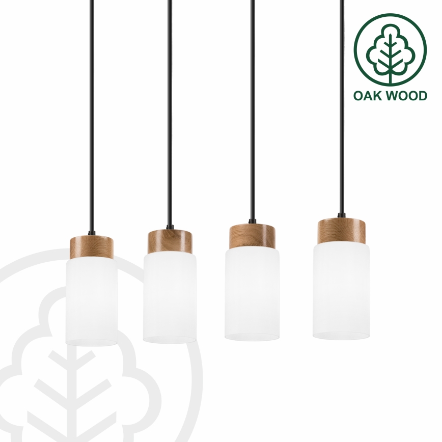 Seil-Pendelleuchte MARKUS 4xE27/15W/230V schwarz/Eiche