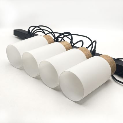 Seil-Pendelleuchte MARKUS 4xE27/15W/230V schwarz/Eiche