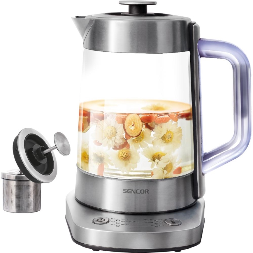 Sencor - 1,5 l Wasserkocher mit Temperaturregelung, 1500 W/230 V, Edelstahl