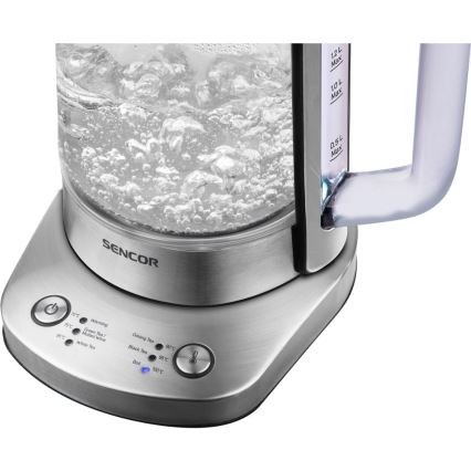 Sencor - 1,5 l Wasserkocher mit Temperaturregelung, 1500 W/230 V, Edelstahl