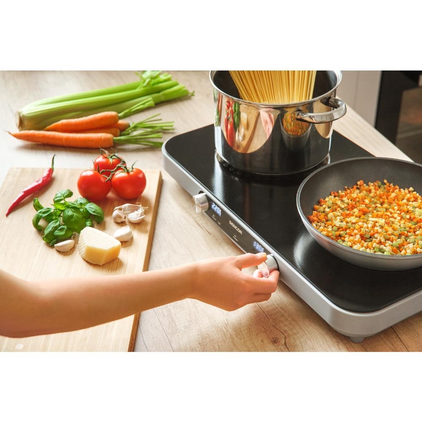 Sencor - Doppelkochfeld mit Glaskeramik und LCD-Display 3500W/230V