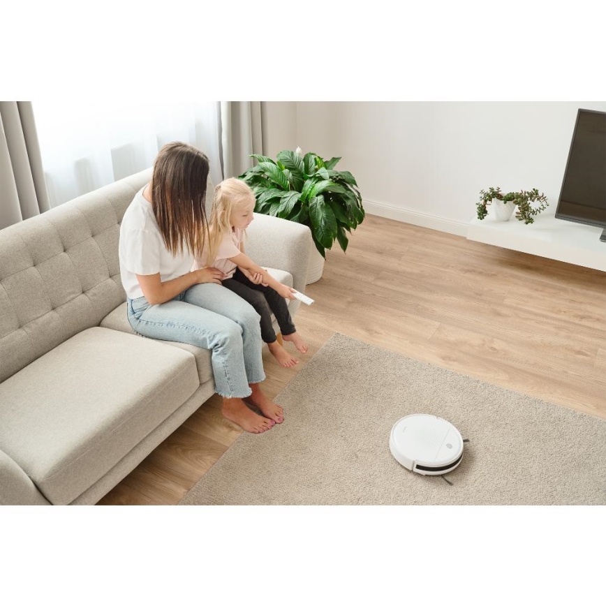 Sencor - Saugroboter mit Wischfunktion 2in1 18W/1500 mAh weiß + Fernbedienung