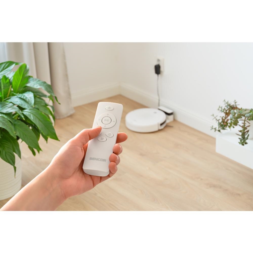 Sencor - Saugroboter mit Wischfunktion 2in1 18W/1500 mAh weiß + Fernbedienung