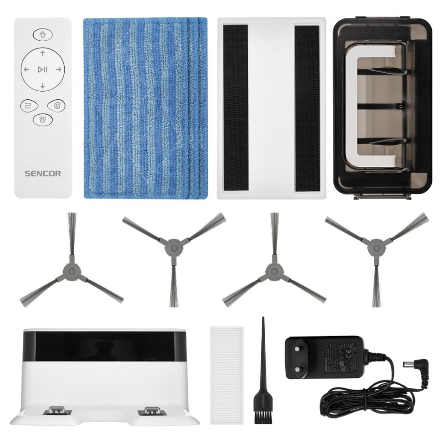 Sencor - Saugroboter mit Wischfunktion 2in1 18W/1500 mAh weiß + Fernbedienung