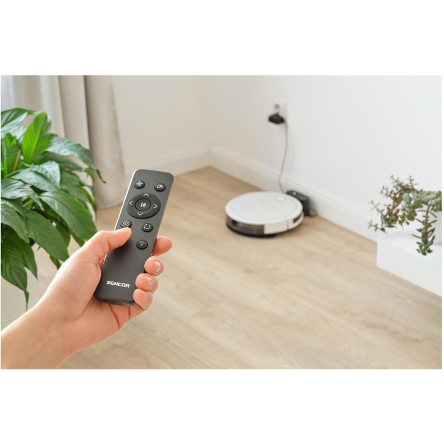 Sencor - Intelligenter 2-in-1 Saugroboter mit Wischfunktion 28W/2600 mAh Wi-Fi weiß + Fernbedienung