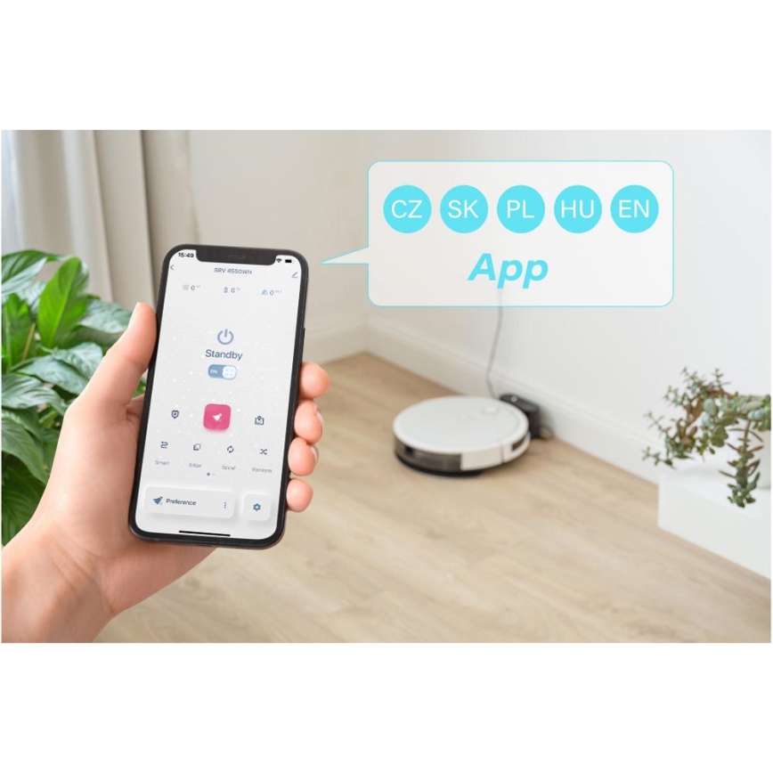 Sencor - Intelligenter 2-in-1 Saugroboter mit Wischfunktion 28W/2600 mAh Wi-Fi weiß + Fernbedienung