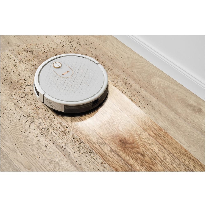 Sencor - Intelligenter 2-in-1 Saugroboter mit Wischfunktion 28W/2600 mAh Wi-Fi weiß + Fernbedienung