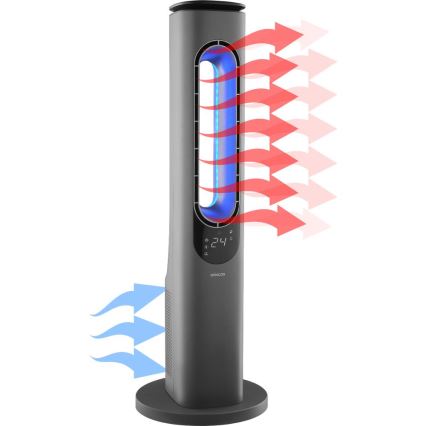 Sencor - Flügelloser Turmventilator mit Keramik-Heizelement 1200/2000W/230V anthrazit + Fernbedienung