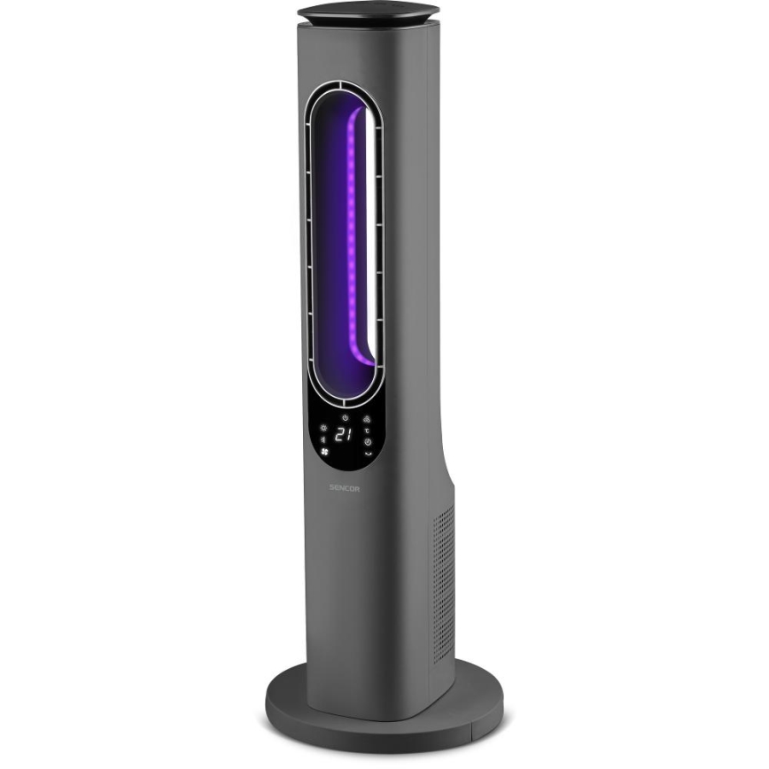 Sencor - Flügelloser Turmventilator mit Keramik-Heizelement 1200/2000W/230V anthrazit + Fernbedienung