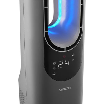 Sencor - Flügelloser Turmventilator mit Keramik-Heizelement 1200/2000W/230V anthrazit + Fernbedienung
