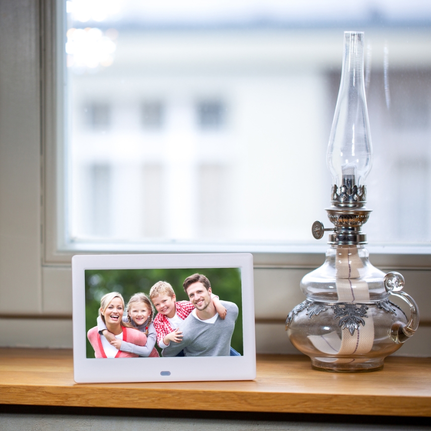 Sencor - Digitaler Fotorahmen 7 mit integriertem Lautsprecher 230V weiß + Fernbedienung