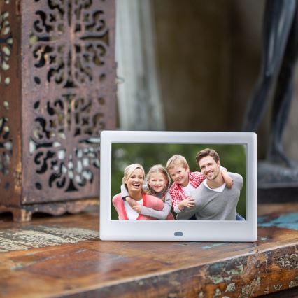 Sencor - Digitaler Fotorahmen 7 mit integriertem Lautsprecher 230V weiß + Fernbedienung