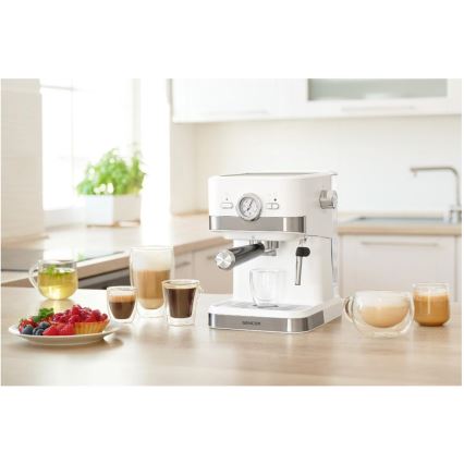 Sencor - Siebträgermaschine Espresso 1050W/230V Weiß/Mattchrom