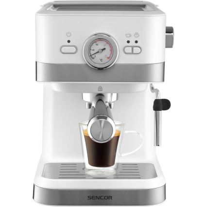 Sencor - Siebträgermaschine Espresso 1050W/230V Weiß/Mattchrom
