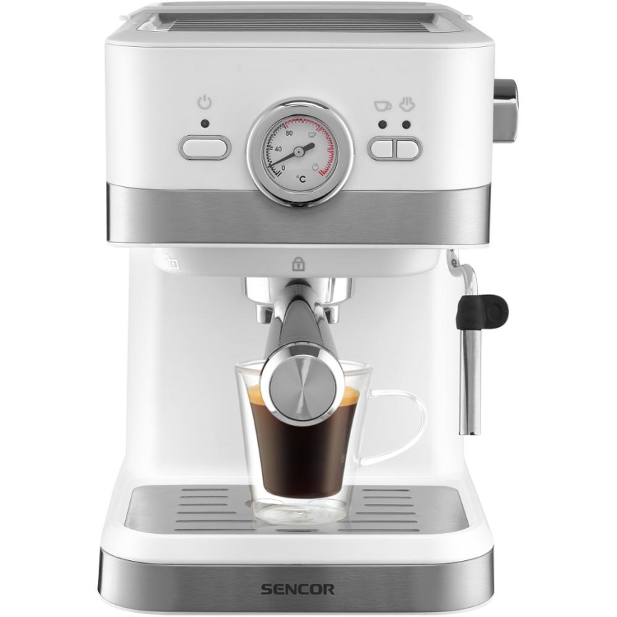 Sencor - Siebträgermaschine Espresso 1050W/230V Weiß/Mattchrom