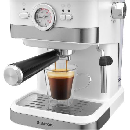 Sencor - Siebträgermaschine Espresso 1050W/230V Weiß/Mattchrom