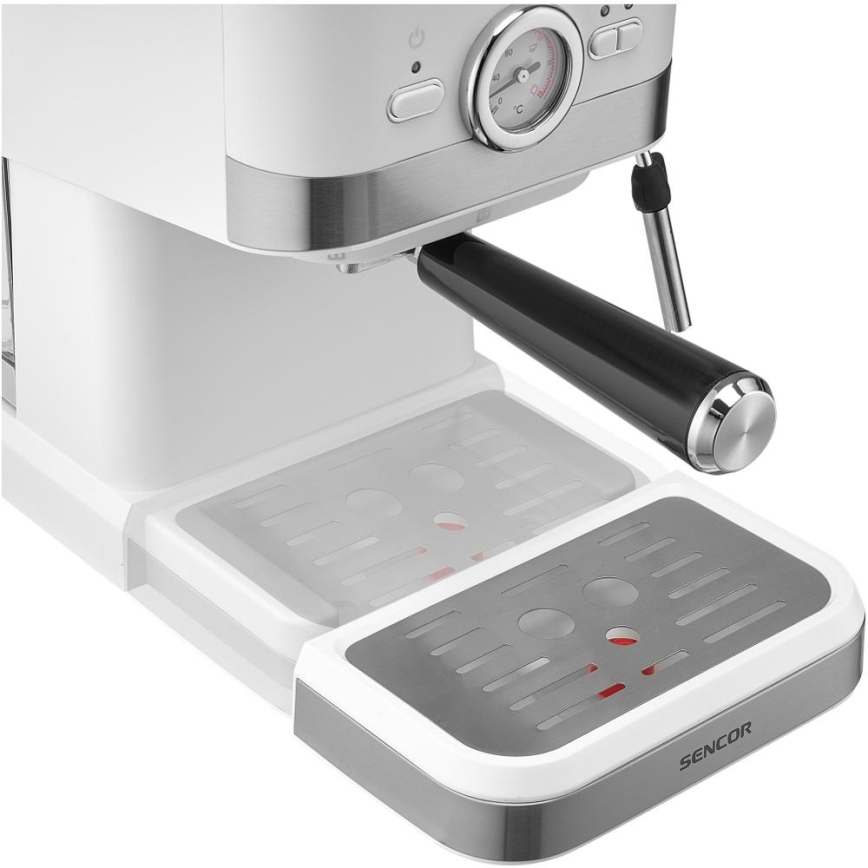 Sencor - Siebträgermaschine Espresso 1050W/230V Weiß/Mattchrom