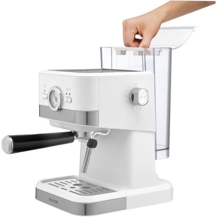 Sencor - Siebträgermaschine Espresso 1050W/230V Weiß/Mattchrom