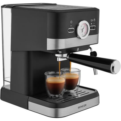 Sencor - Siebträgermaschine Espresso 1050W/230V Schwarz/Mattchrom