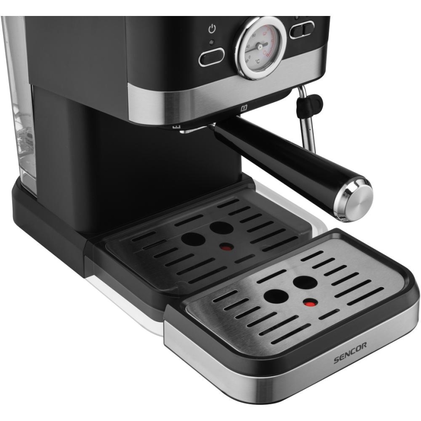 Sencor - Siebträgermaschine Espresso 1050W/230V Schwarz/Mattchrom