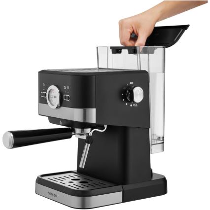 Sencor - Siebträgermaschine Espresso 1050W/230V Schwarz/Mattchrom