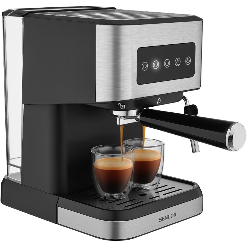 Sencor - Espressomaschine mit Siebträger 1050 W/230 V schwarz/mattchrom
