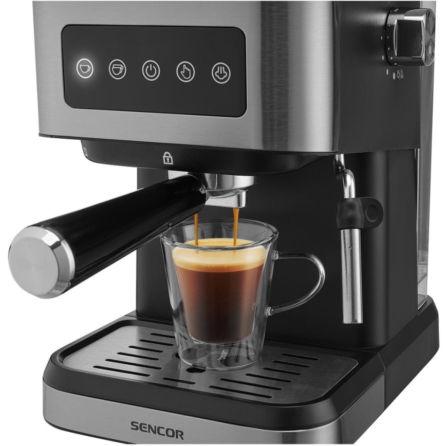 Sencor - Espressomaschine mit Siebträger 1050 W/230 V schwarz/mattchrom