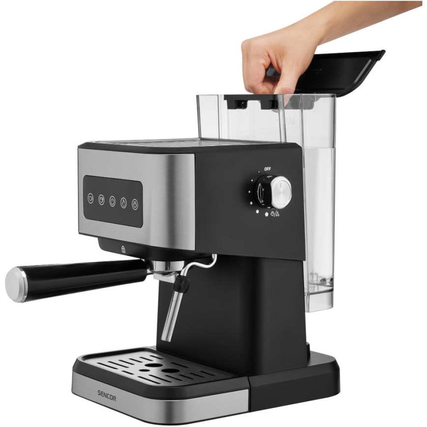 Sencor - Espressomaschine mit Siebträger 1050 W/230 V schwarz/mattchrom