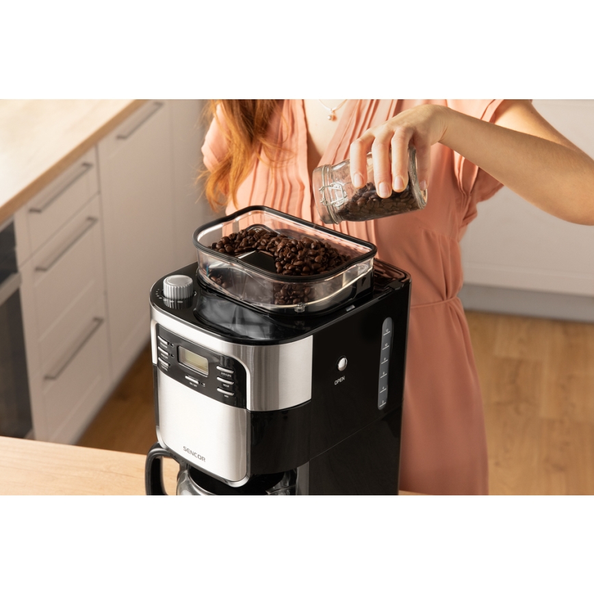 Sencor - Filterkaffeemaschine 1,5 l mit LCD-Anzeige 900W/230V