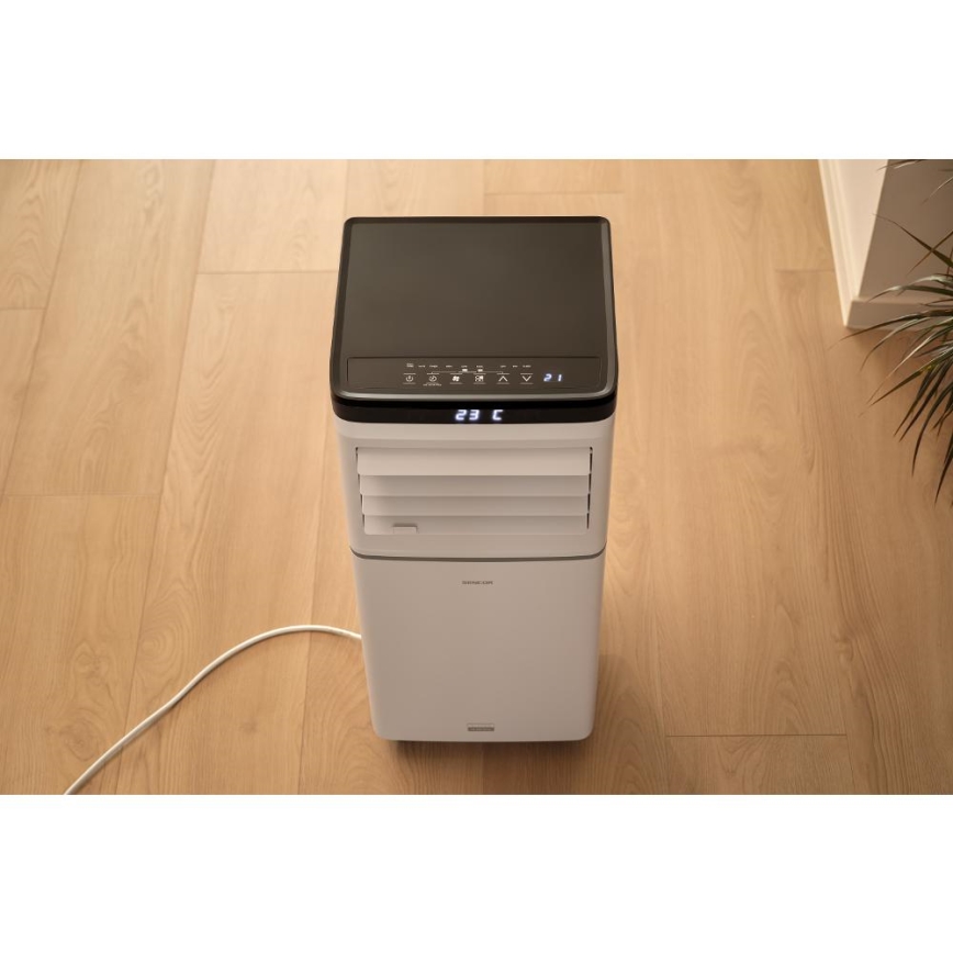 Sencor - Intelligente mobile Klimaanlage 3-in-1 mit komplettem Zubehör, 1020 W / 230 V, 10000 BTU, Wi‑Fi, weiß + Fernbedienung