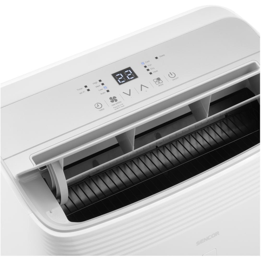 Sencor - Smarte mobile Klimaanlage 5-in-1, inkl. Komplettzubehör, 733 W/230 V, 9000 BTU, Wi-Fi, weiß + Fernbedienung