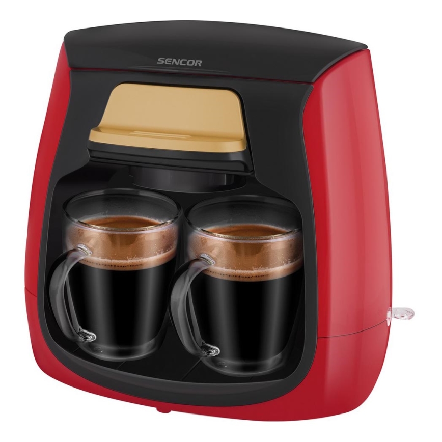 Sencor - Kaffeemaschine mit zwei Tassen 500W/230V rot/schwarz