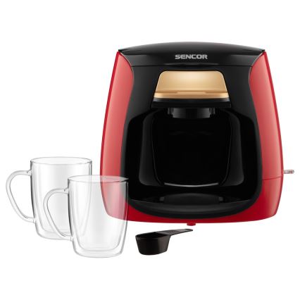 Sencor - Kaffeemaschine mit zwei Tassen 500W/230V rot/schwarz