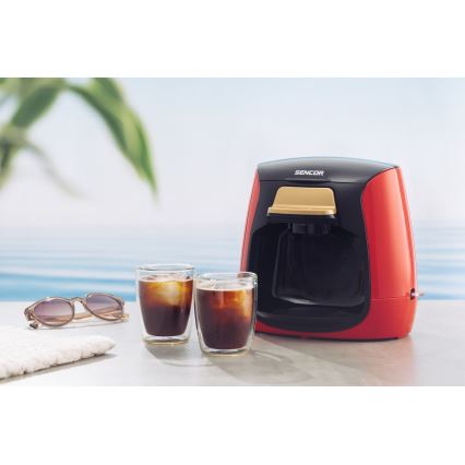 Sencor - Kaffeemaschine mit zwei Tassen 500W/230V rot/schwarz