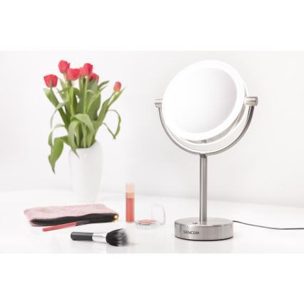 Sencor - Kosmetikspiegel mit LED-Hintergrundbeleuchtung LED/5W/230V Edelstahl