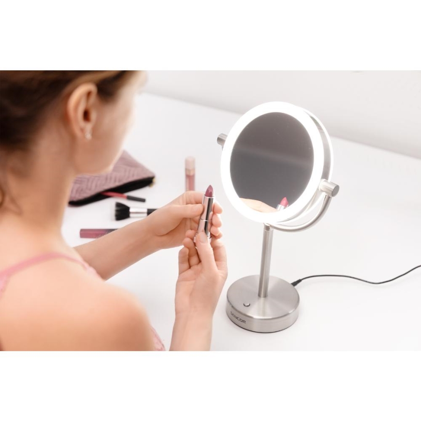 Sencor - Kosmetikspiegel mit LED-Hintergrundbeleuchtung LED/5W/230V Edelstahl