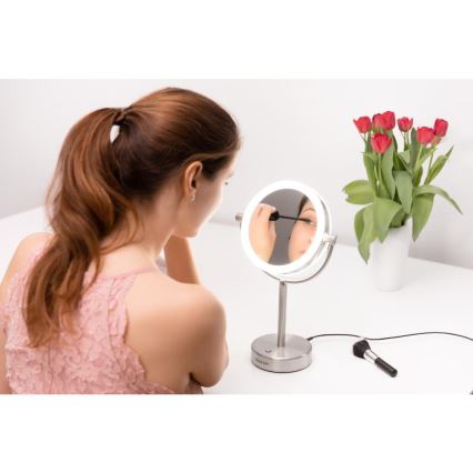 Sencor - Kosmetikspiegel mit LED-Hintergrundbeleuchtung LED/5W/230V Edelstahl