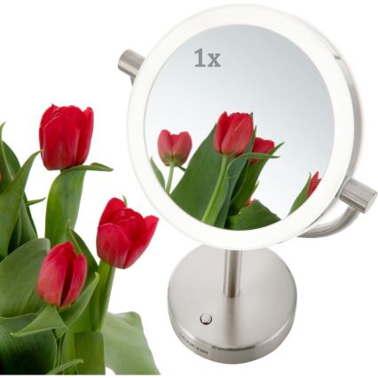 Sencor - Kosmetikspiegel mit LED-Hintergrundbeleuchtung LED/5W/230V Edelstahl