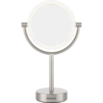 Sencor - Kosmetikspiegel mit LED-Hintergrundbeleuchtung LED/5W/230V Edelstahl