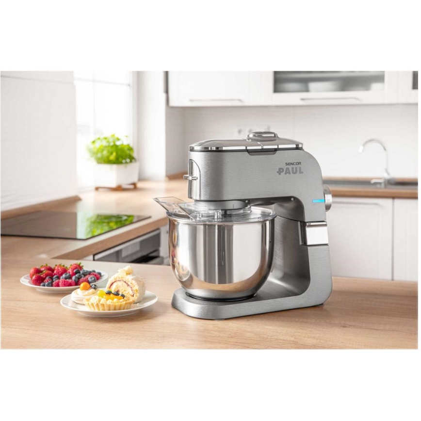 Sencor - Küchenmaschine mit Edelstahlschüssel 1700W/230V mattchrom