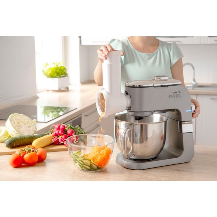 Sencor - Küchenmaschine mit Edelstahlschüssel 1700W/230V mattchrom