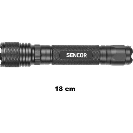 Sencor - LED-Aluminium-Taschenlampe LED/5W/6xAAA IP44 schwarz