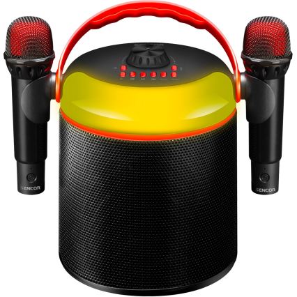 Sencor - LED-Lautsprecher mit kabellosen Mikrofonen 4000 mAh + 2x 1200 mAh