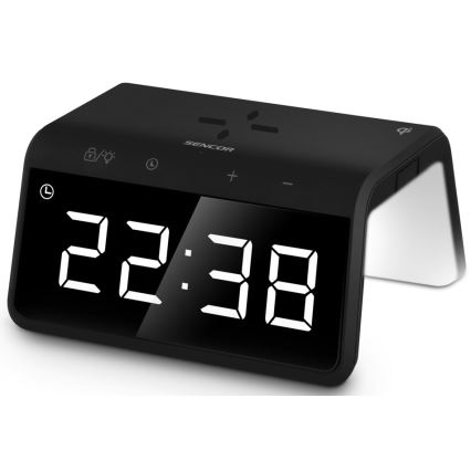 Sencor - LED RGB Wecker mit kabelloser Aufladung 10W/1xCR2032