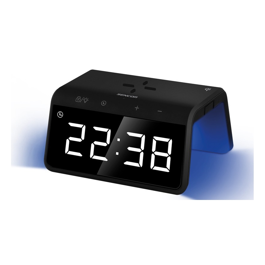 Sencor - LED RGB Wecker mit kabelloser Aufladung 10W/1xCR2032