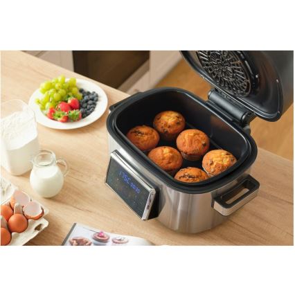 Sencor - Multifunktionale Heißluftfritteuse und Grill 1660W/230V 6 l mattchrom/schwarz