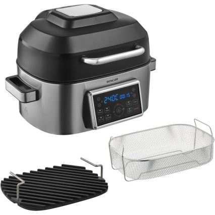 Sencor - Multifunktionale Heißluftfritteuse und Grill 1660W/230V 6 l mattchrom/schwarz