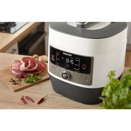 Sencor - Multifunktionaler elektrischer Schnellkochtopf 5,5 l 1000W/230V weiß/schwarz