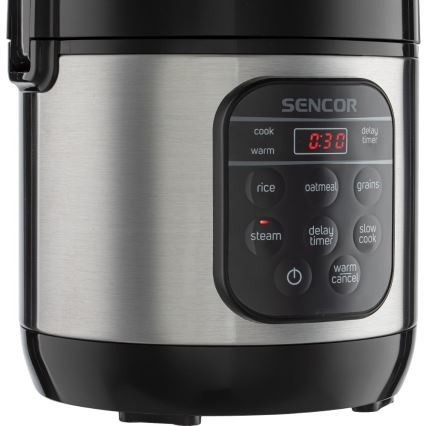 Sencor - Multifunktionaler Reiskocher 350W/230V 0,6 l Edelstahl/Schwarz