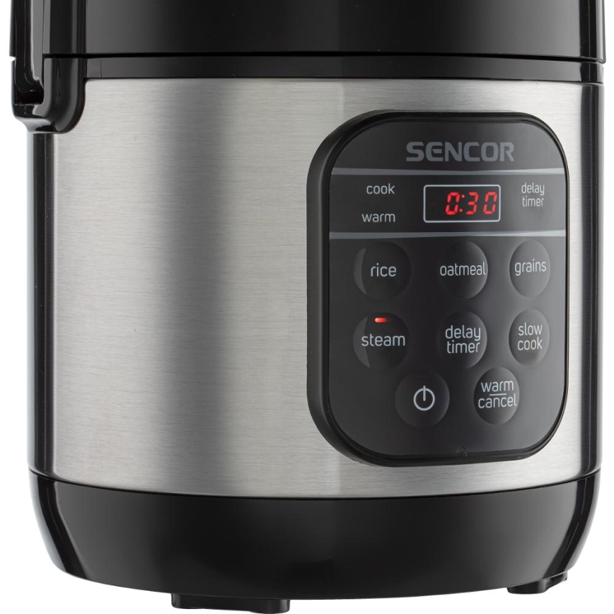 Sencor - Multifunktionaler Reiskocher 350W/230V 0,6 l Edelstahl/Schwarz